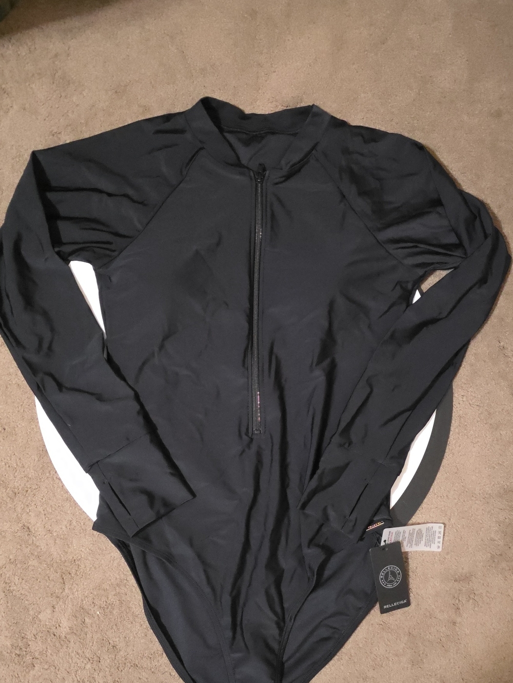 RELLECIGA Black Long Sleeve One-Piece Swimsuit
